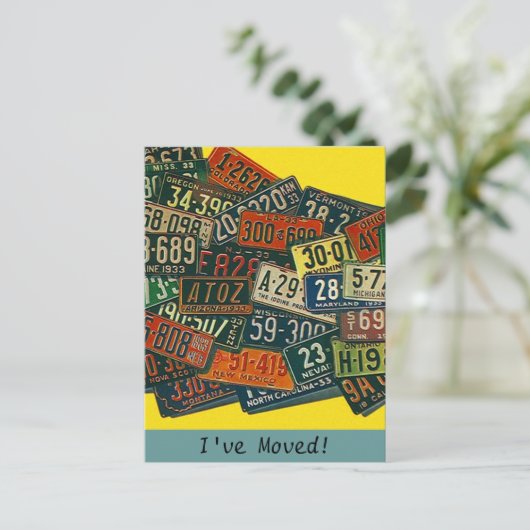 はがきヴィンテージライセンスプレートを移動したアドレス 案内ポストカード (スタンド正面)