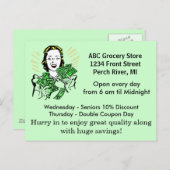 はがきヴィンテージレトロハッピーレディーマネーの節約 ポストカード (正面/裏面)