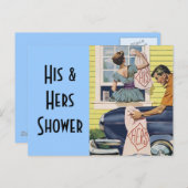 はがきヴィンテージレトロ彼の彼女のシャワー招待状 インビテーションポストカード (正面/裏面)