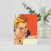 はがきヴィンテージレトロ誕生日パーティーケーキ吹PC ポストカード (スタンド正面)