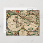 はがきヴィンテージ世界地図1689 ポストカード (正面/裏面)