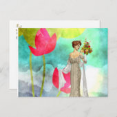 はがきヴィンテージ女性フローラ ポストカード (正面/裏面)