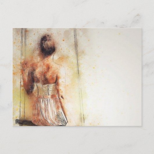 はがきヴィンテージ女性 ポストカード (正面)