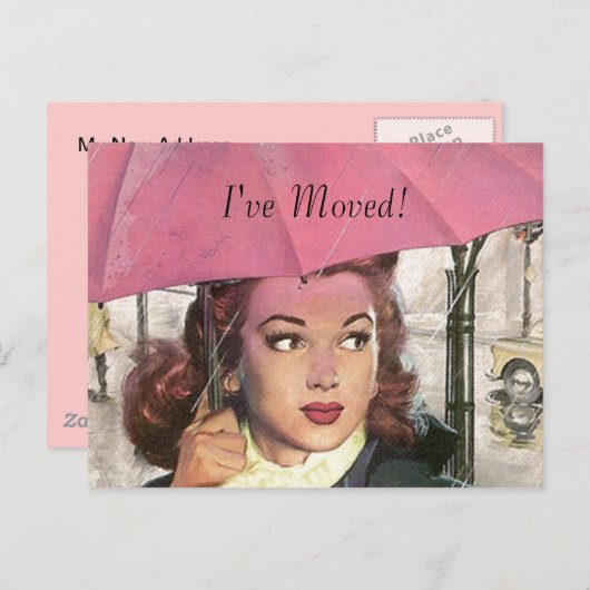 はがきヴィンテージ新しいホームジョブ移動したアドレス 案内ポストカード (正面/裏面)