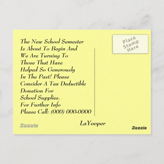 はがき供給用品学校寄付の注意喚起 ポストカード (裏面)