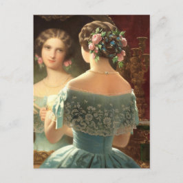 はがき女ビクトリアン鏡、紙セミグロス ポストカード