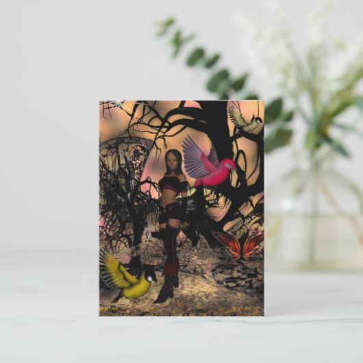 はがき小妖精や小人ガールバード ポストカード (スタンド正面)