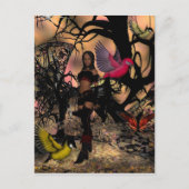 はがき小妖精や小人ガールバード ポストカード (正面)