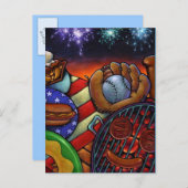 はがき招待状夏のグリル7月PCの4th インビテーションポストカード (正面/裏面)