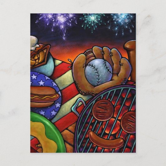 はがき招待状夏のグリル7月PCの4th インビテーションポストカード (正面)