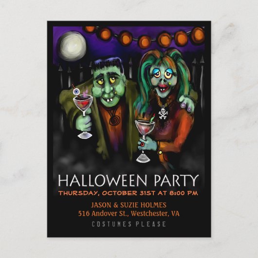 はがき招待状-フランケンシュタイン&日付 インビテーションポストカード (正面)