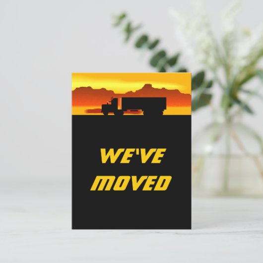 はがき日没に移動トラック新しい住所を移動 案内ポストカード (スタンド正面)