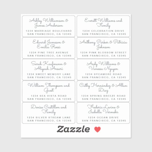 はがき書道結婚のゲスト住所 シール (シート)