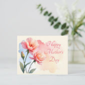 はがき母の日。ピンクのバラお尻花 シーズンポストカード (スタンド正面)