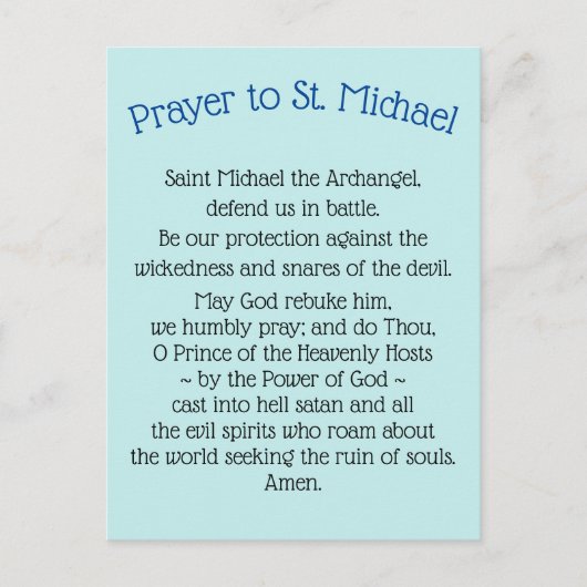 はがき祈りの言葉とセントマイケルザアーチャンゲル  ポストカード (正面)