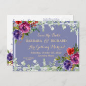 はがき紫フローラ水救色日付 案内ポストカード (正面/裏面)