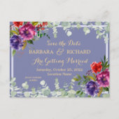 はがき紫フローラ水救色日付 案内ポストカード (正面)