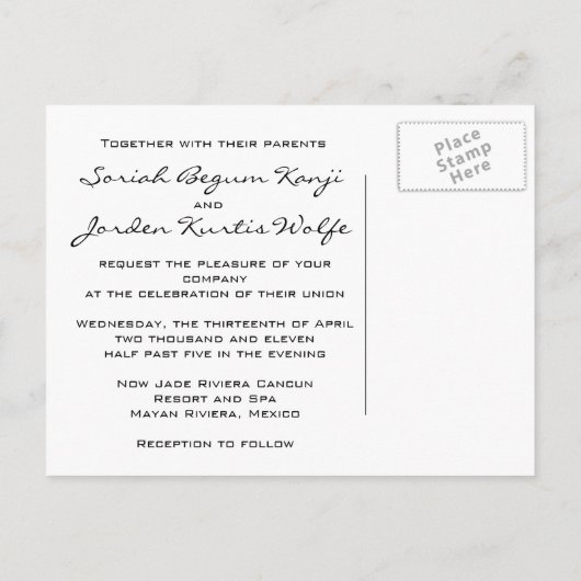 はがき結婚式招待状 インビテーションポストカード (裏面)