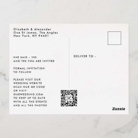 はがき金ゴールド3枚フォトQRコード日付の保存 箔シーズンポストカード (裏面)