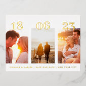 はがき金ゴールド3枚フォトQRコード日付の保存 箔シーズンポストカード (正面)