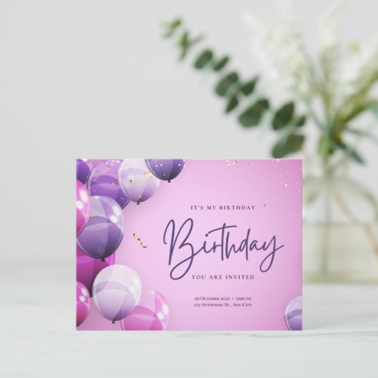 はがき魅力的サイズ誕生日招待状カード ポストカード (スタンド正面)