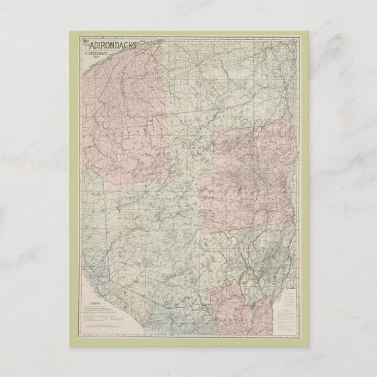 はがき1912年のアディロンダックスの地図 ポストカード (正面)