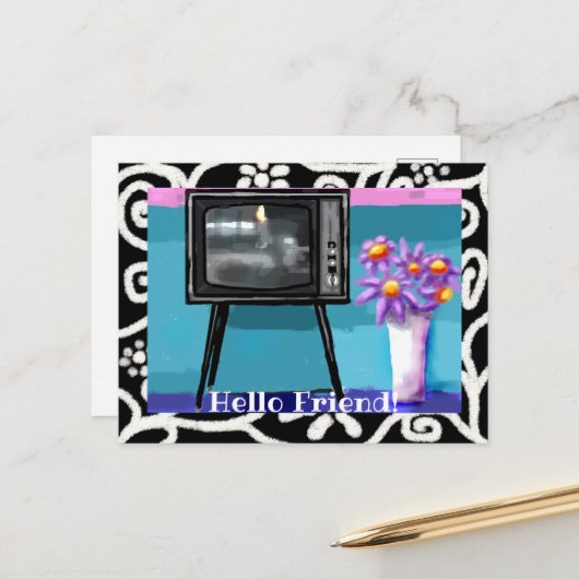 はがき – お洒落レトロテレビ絵画テレビ (正面/裏面インサイチュ)