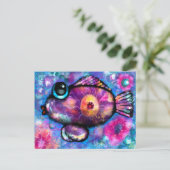 はがき – お洒落抽象芸術フィッシュアートプリント (スタンド正面)