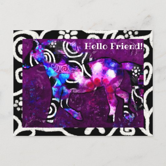 はがき – お洒落抽象芸術ホース絵画ズ (正面)