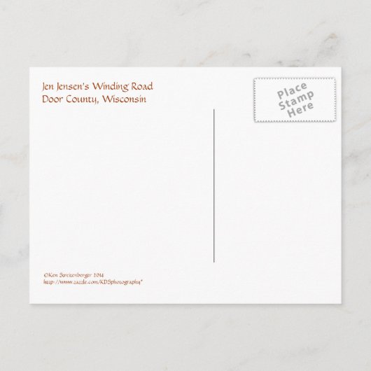 はがき、"すべての道路はドア郡にリード" ポストカード (裏面)