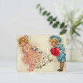 はがき – オールドファッションドバレンタインガールボーイハート シーズンポストカード (スタンド正面)