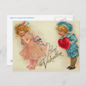 はがき – オールドファッションドバレンタインガールボーイハート シーズンポストカード (正面/裏面)