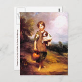 はがき:コテージガールと犬とピッチャー ポストカード (正面/裏面)