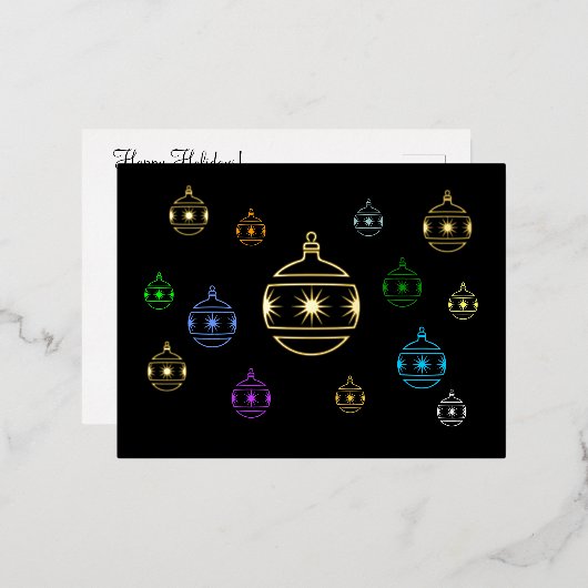 はがき – スパーケリングホリデーオーナメント 箔シーズンポストカード (正面/裏面)