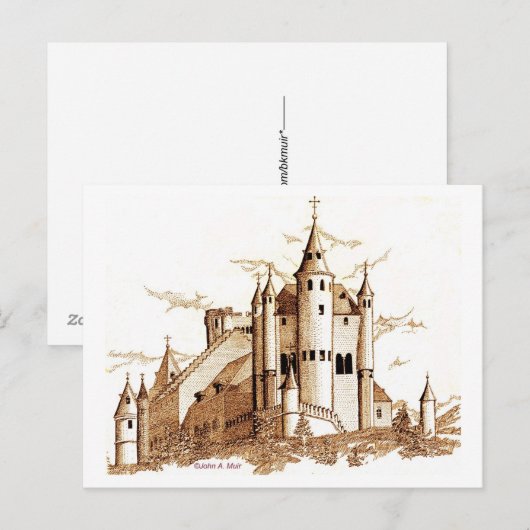 はがき – スペインの城（セピア） (正面/裏面)