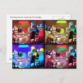 はがき：トランプのポーカードッグポップ・アートのアート ポストカード (正面/裏面)