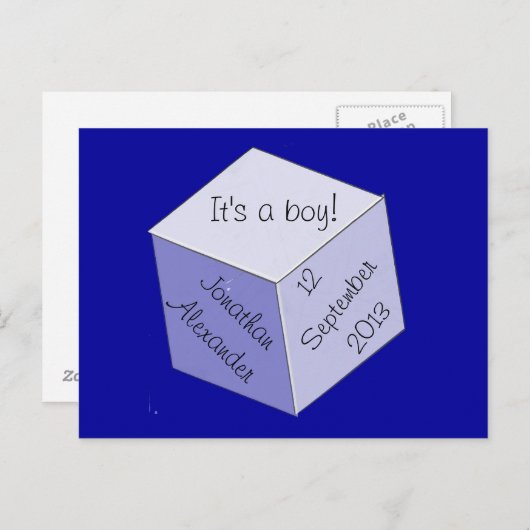 はがき – ベビーブロックの誕生発表 案内ポストカード (正面/裏面)