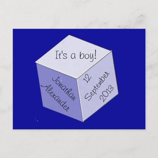 はがき – ベビーブロックの誕生発表 案内ポストカード (正面)