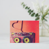 はがき,レトロ,カセット,愛,ハート ポストカード (スタンド正面)