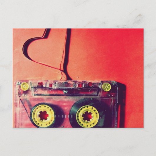 はがき,レトロ,カセット,愛,ハート ポストカード (正面)