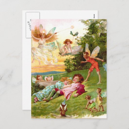 はがき – ヴィンテージバレンタインの妖精の小妖精や小人愛 シーズンポストカード (正面/裏面)