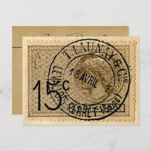 はがき – ヴィンテージフランスの切手イラストレット (正面/裏面)