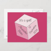 はがき – 女の子の誕生のお知らせ 案内ポストカード (正面/裏面)