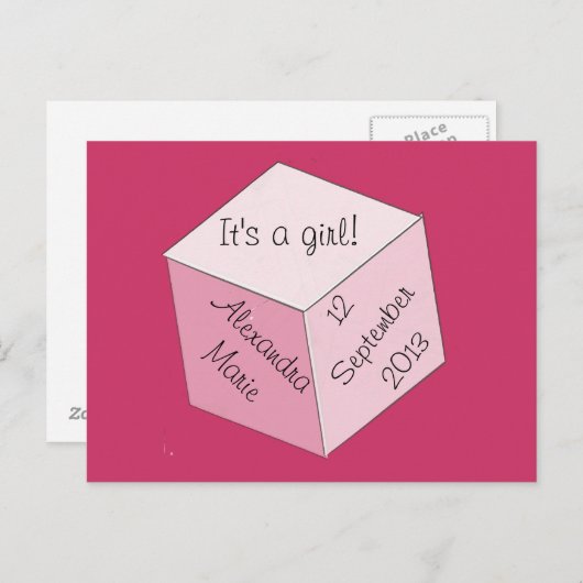 はがき – 女の子の誕生のお知らせ 案内ポストカード (正面/裏面)