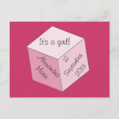 はがき – 女の子の誕生のお知らせ 案内ポストカード (正面)