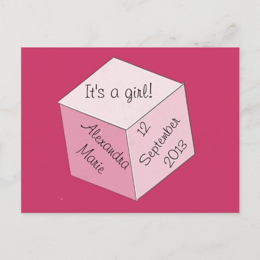 はがき – 女の子の誕生のお知らせ 案内ポストカード (正面)