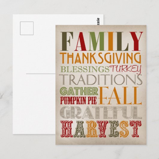 はがき – 感謝祭 (正面/裏面)