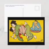 はがき - 日本の浮世絵のナマケモノの赤ちゃんに乗る (正面/裏面)
