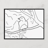 はがき – 枝付き鳥から色 (正面)