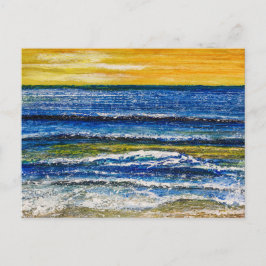 はがき - 海辺の夕日と波